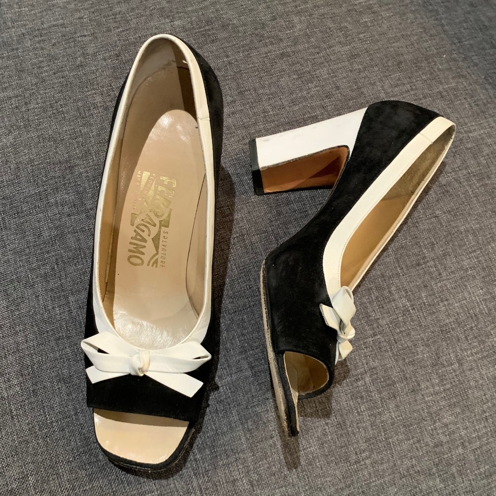 Vintage Ferragamo Open-Toe Heels